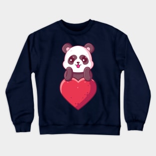 Cute Panda with big love. Gift for valentine's day with cute animal character illustration. Crewneck Sweatshirt